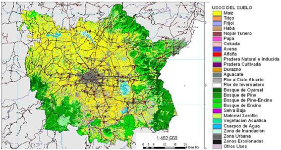El 91.2% de la superficie agrícola del DDR-Toluca fue ocupada por cultivo del maíz durante el período 1999-2008 (SIAP, 2012).