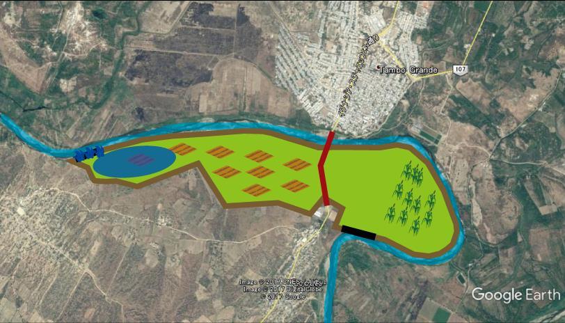 Sanchez Cerro Tambo Grande Área recomendable para la construcción de una cuenca de retardo (pólder) Ciudad de