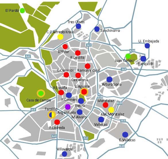 LA RED DE VIGILANCIA Mapa de la red Tipos de estación: Suburbana Punto muestreo metales pesados Tráfico
