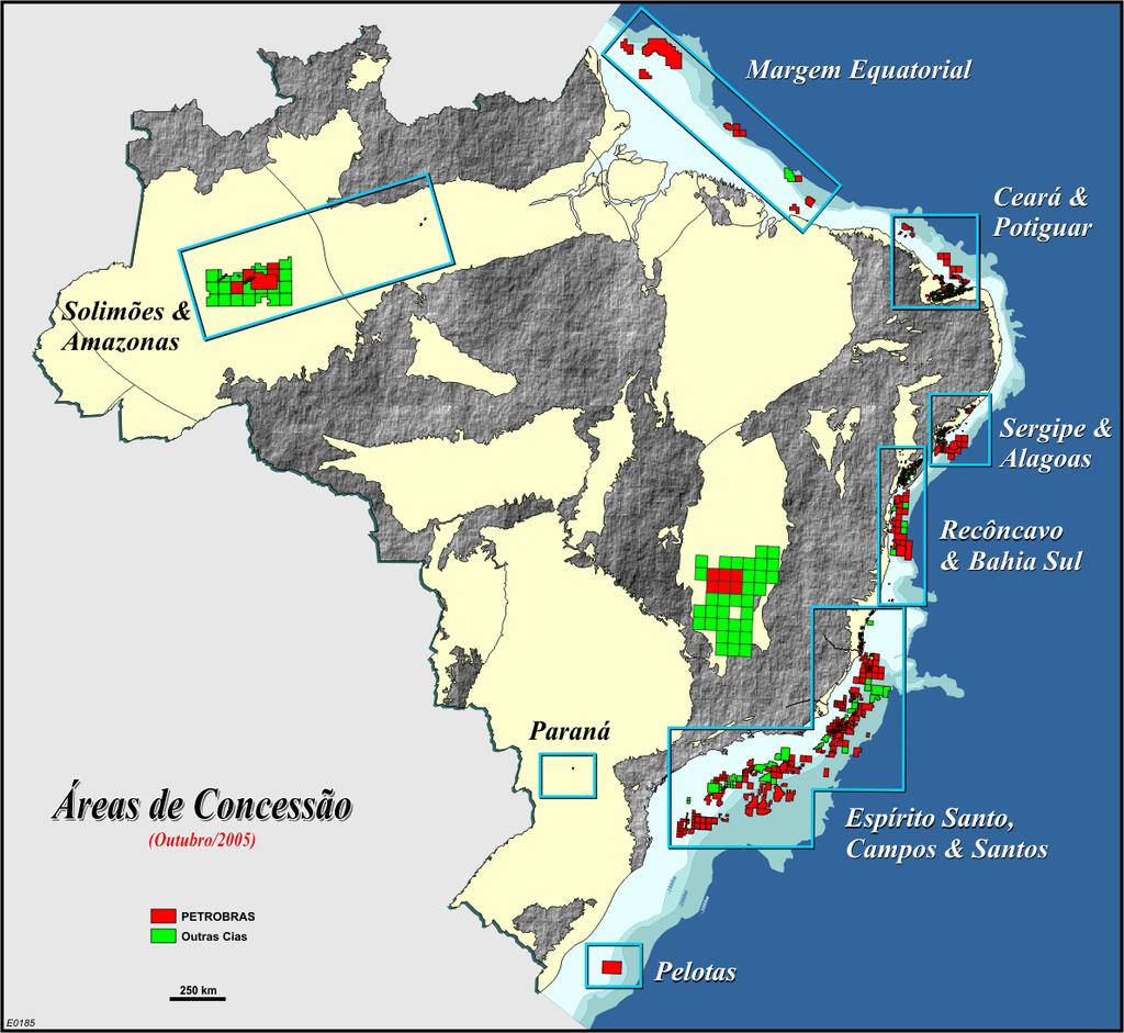 Cantidad de concesiones en Brasil Concesiones Concesiones de Petrobras Otras Total 100% C/empresas Total empresas Brasil W.