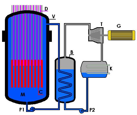Tecnología Industrial I 13/13 Reactor de agua a presión (PWR) Un reactor de agua a presión (por sus siglas en inglés PWR: Pressurized Water Reactor), el circuito primario de refrigeración está