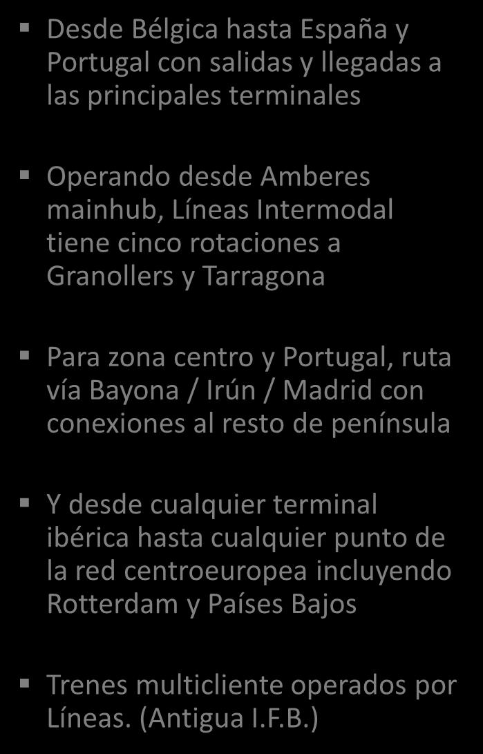 rotaciones a Granollers y Tarragona Para zona centro y Portugal, ruta vía Bayona / Irún /
