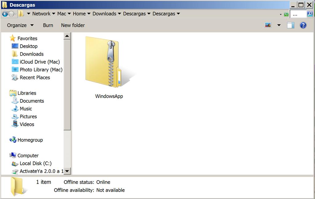 Cuando la descarga haya finalizado, dirígete a la carpeta de descargas, donde encontraras el archivo llamado WindowsApp.