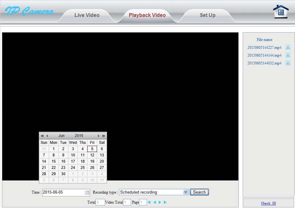 4 Ver vídeo y realizar grabaciones desde navegador 4.1. Reproducir video grabados Haga clic en Playback Video para acceder a las grabados con la memoria SD de la cámara.