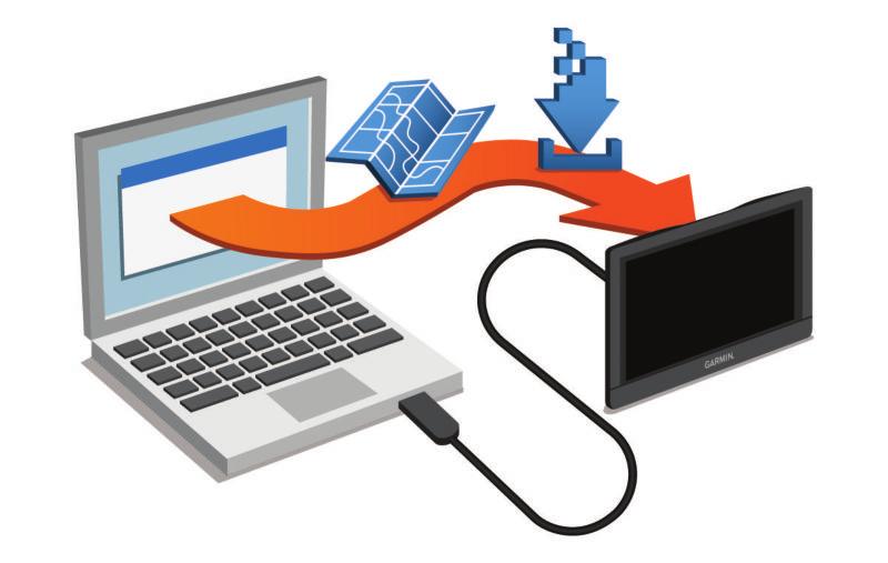 5 Mediante el cable USB incluido, conecta el dispositivo a una fuente de alimentación externa y selecciona Continuar (Cargar el dispositivo, página 22).