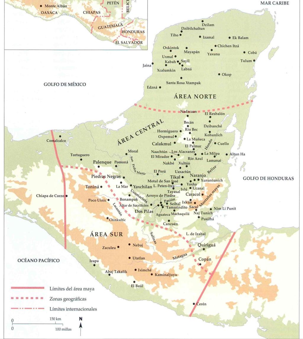 El área maya con sus zonas