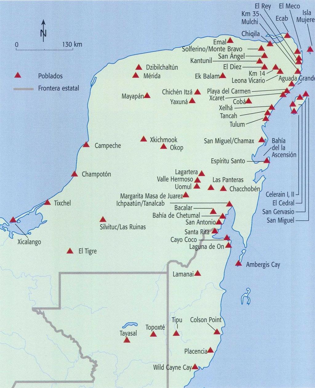 Principales ciudades del Posclásico tardío maya, al