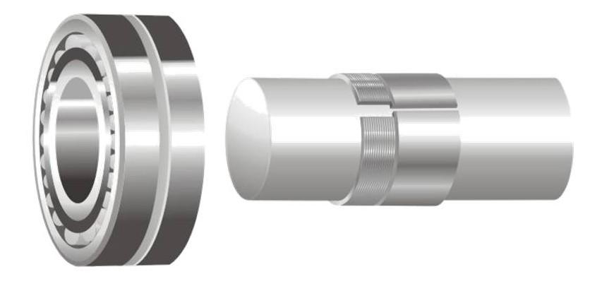 El soporte fijo, con el cojinete, debe instalarse junto al motor. El cojinete fijo requiere un anillo de fijación en el bloque para llenar el vacío y restringir el movimiento axial del cojinete.
