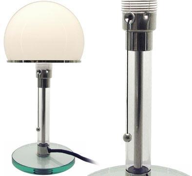 En esta lámpara se lee con claridad el programa de la Bauhaus de la época: Acentuada utilización de materiales técnicos