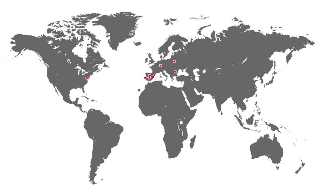 GMV EN EL MUNDO Oficinas en España, Portugal, Polonia, EEUU, Alemania, Francia, UK, Rumanía y Malasia Clientes en cinco continentes Personal permanente en 10 países ESPAÑA MADRID