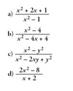 38. Opera y simplifica si es posible: 39. Expresa como una igualdad notable: 40. Simplifica las fracciones algebraicas teniendo en cuenta las igualdades notables: 41.