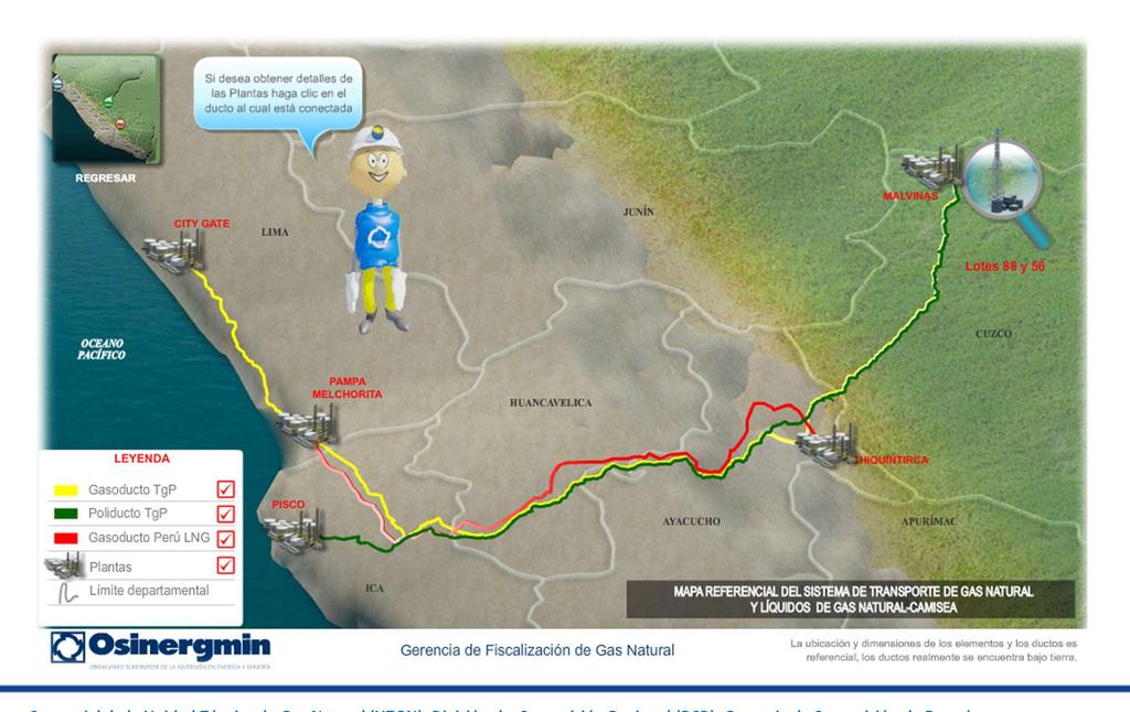 Gas de Camisea El gas natural de Camisea es transportado desde el Cusco hasta Lima por ductos de acero a altas presiones Área