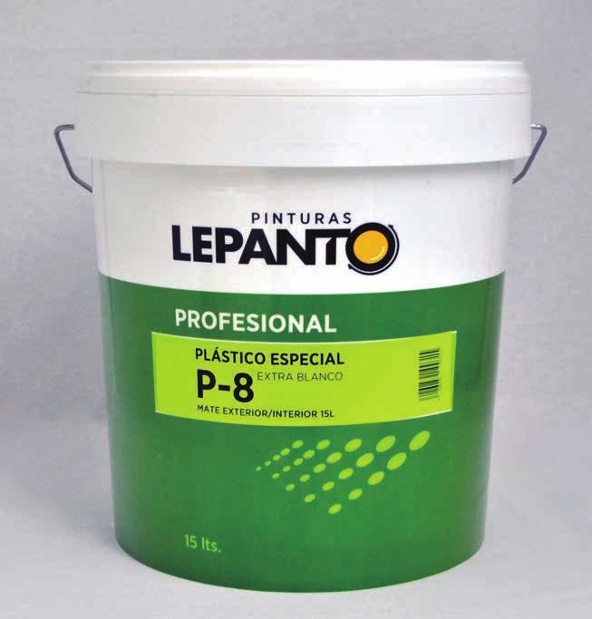 34 P-8 EXTRABLANCO Pintura plástica para uso profesional para la protección y decoración de todo tipo de paredes. Destaca por su extraordinaria blancura, cubrición y acabado mate lavable.