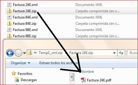 Proceso por correo Si se van a enviar varios XMLs con archivo adjunto en un correo, se genera un ZIP donde se pone cada uno de los XMLs y su correspondiente ZIP con el archivo adjunto, ejemplo: Se