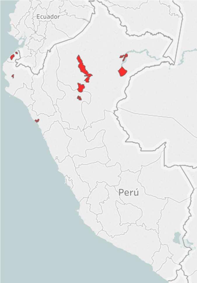 Zika, Perú a la SE 36-2017 Mapa de riesgo de Zika por distritos según canal endémico en la SE 36-2017. Departamento casos total % 2017 TIA 100 000 hab.
