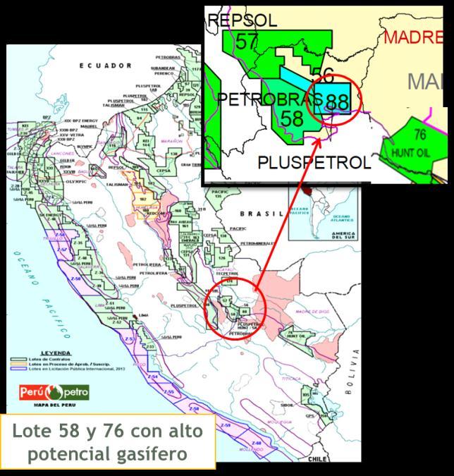 gas natural se concentra en el área de Camisea. 1.400 1,250 1.