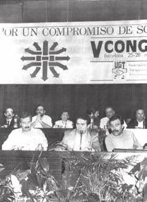 V CONGRESO FEDERACIÓN DE TRANSPORTES Y TELECOMUNICACIONES Por un compromiso de solidaridad Barcelona, 25, 26, 27 y 28 de marzo de 1990 Mesa del Congreso Acta de la Comisión