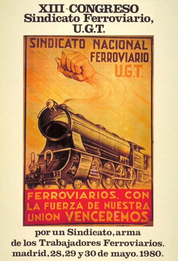 Ferroviario exigiendo elecciones sindicales libres en RENFE.