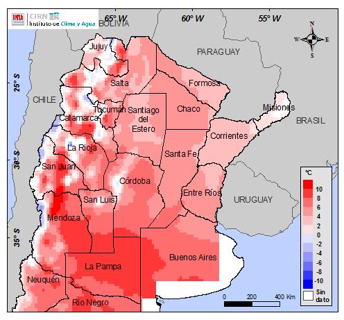 En la región de Cuyo, Chaqueña (norte), Patagonia (norte), Córdoba (sur) y Buenos Aires se esperan precipitaciones inferiores a lo normal (Fig. 18). Fig.