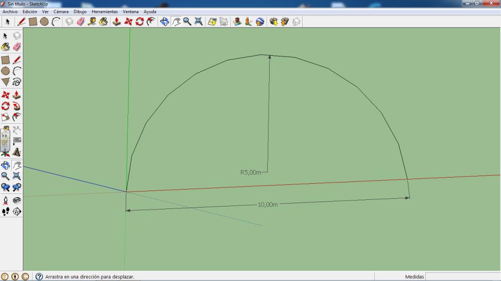 9º) Práctica 5: Dibuja un arco de 10 m de longitud y 5 m de