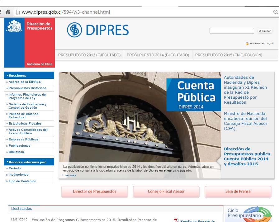 3.- Acceder al aplicativo Para acceder al sistema se debe ingresar a través del sitio web DIPRES www.dipres.