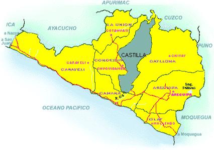 1.7. PROVINCIA DE CASTILLA: PROVINCIA / DISTRITOS Altitud (m.s.n.m.) Superficie (km2) Población Densidad (hab / km2) Castilla 6.914,48 36.675 5,3 Pampacolca 2.95 25,19 3.633 17,7 Viraco 3.215 141, 1.