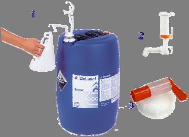 El dispensador del contenedor del producto desinfectante para el dipping debe disponer de un sistema de grifos que