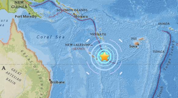 Un terremoto de magnitud 7,0 ha ocurrido 82 km ENE de la Isla Maré, la segunda mas grande de las Islas Lealtad en el
