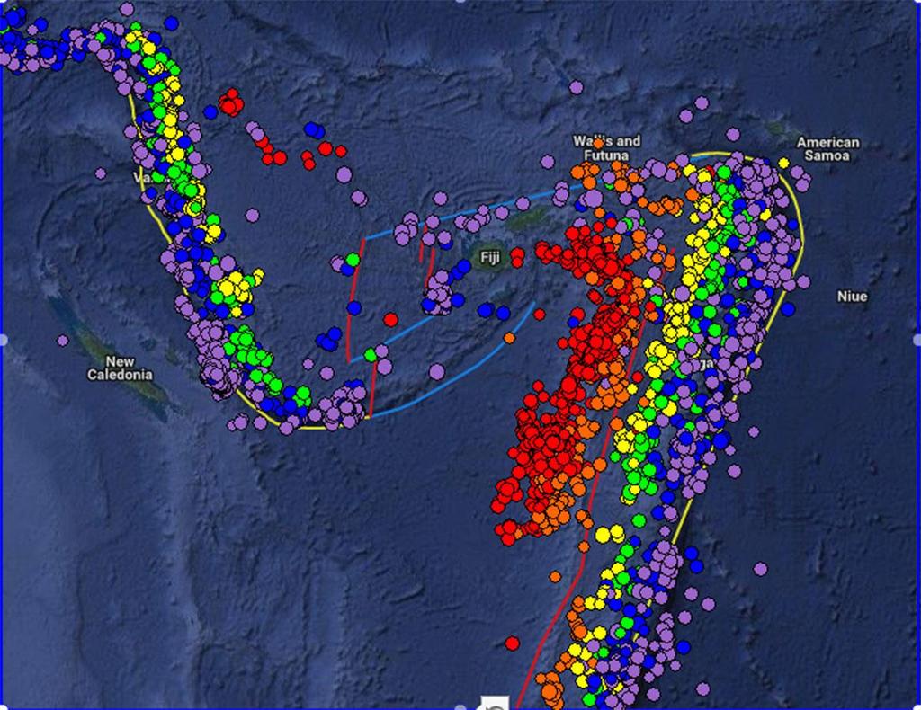 El epicentro de este terremoto es mostrado en este mapa de sismicidad que muestra los 3.000 terremotos más recientes en la región.