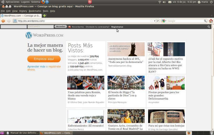 com observas que la misma está en el idioma inglés podrás hacer clic en la palabra español, pues WordPress.