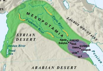 Las primeras civilizaciones (II) Mesopotamia - Región comprendida entre el río Tigris y el Éufrates - Sumerios - Pueblos - Sur - Acadios - Babilonios: Rey Hammurabi (código) - Noroeste: Asirios -