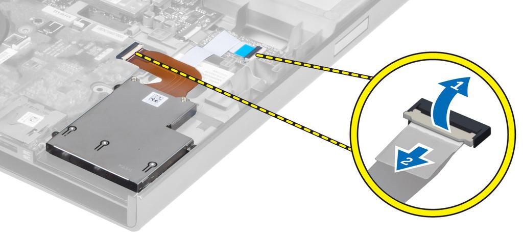 3. Desconecte: a. el cable de la ExpressCard de la placa base b. Cable de la placa USH de la placa USH 4.