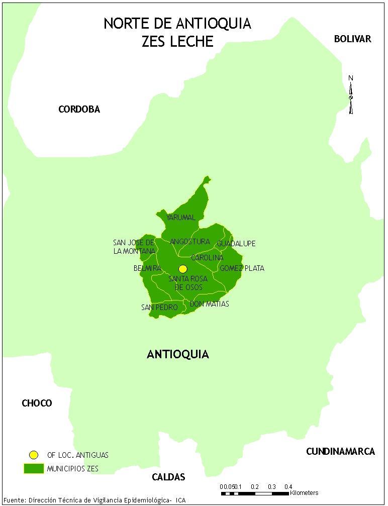 Figura 2.- Zona leche Norte de Antioquia (Z1leche) 4.1.1. Población animal y movilización de bovinos Z1Leche En la especie Bovina se cuenta con 332.719 animales ubicados en 9.