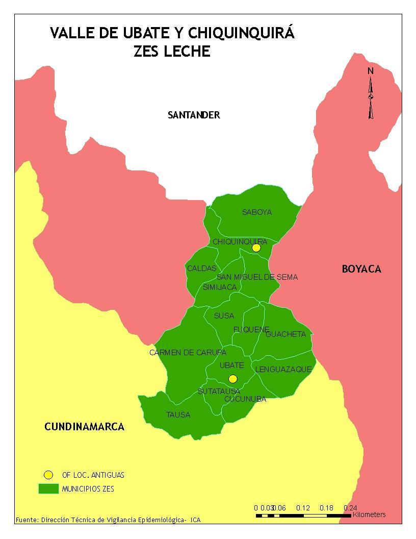 4.3. Zona Valle de Ubaté y Chiquinquirá (Z3leche) La Zona de excelencia sanitaria Z3Leche está conformada por 14 municipios de los cuales 4 quedan ubicados en Boyacá y 10 en Cundinamarca.