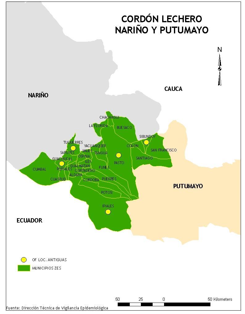 4.5. Zona Cordón Lechero Nariño Y Putumayo (Z5leche) La Z5Leche está conformada por 27 municipios, de los cuales 23 corresponden al Departamento de Nariño y 4 a Putumayo.