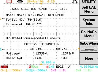 Manual del operador del IDS-8000 Mediciones Ver la información del sistema Funcionamiento del panel Utilidad Más F 5 Información del sistema F 2 1. Pulse el botón Utility (Utilidad) F5 F2. 2. La pantalla muestra la información siguiente.