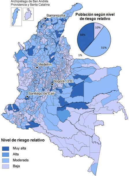 + El índice de riesgo relativo con relación al PIB se destaca en Cali, Bogotá,