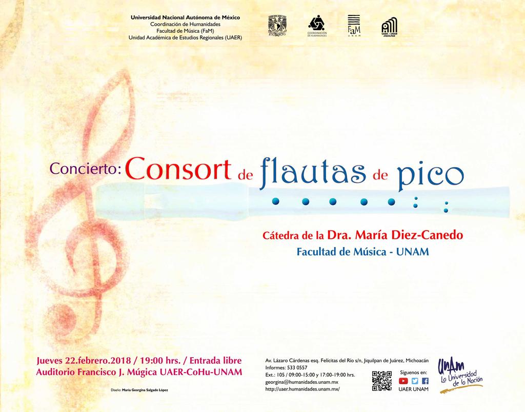 invitan al concierto: Consort de flautas de pico Cátedra de la Dra.