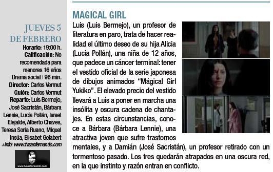 Jueves, 5 de febrero Cine: Magical Girl Teatro