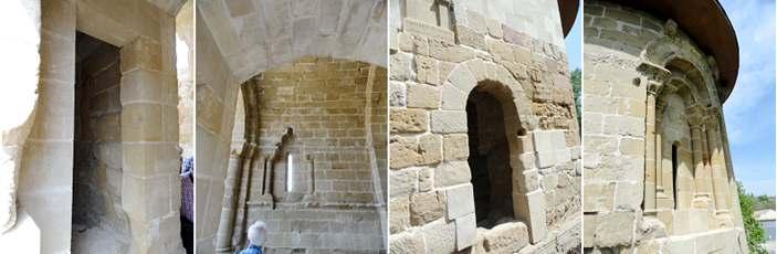 En el muro sur tiene una entrada por la que accedían los monjes de esta parte de la cabecera, en el lado este se aprecian basamentos, pero no se ha continuado con las excavaciones para averiguar la