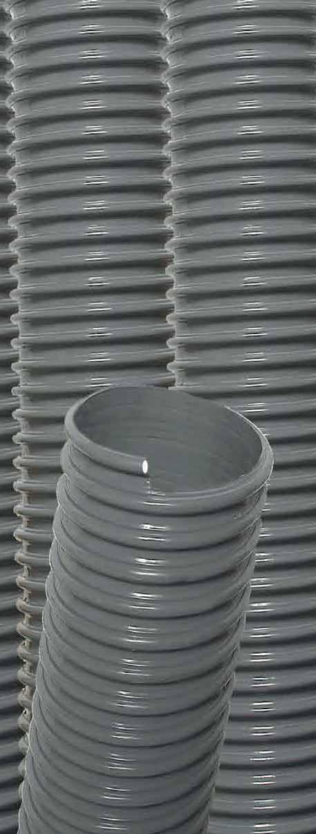 56 RYLFLEX ALFA Aplicaciones: Succión de aire y partículas en suspensión. Material: PVC, con espiral PVC rígida Espesor: 1,1 a 1,7 mm. Color: Gris. Longitud rollos: Diam. mm. a 80 mm. / - mts. Diam. 90 mm.