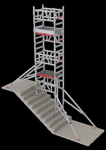 El MiTOWER STAIRS es un kit de ampliación para el MiTOWER y el MiTOWER PLUS. Con esta ampliación podrás usar el MiTOWER en superficies irregulares, como por ejemplo unas escaleras.