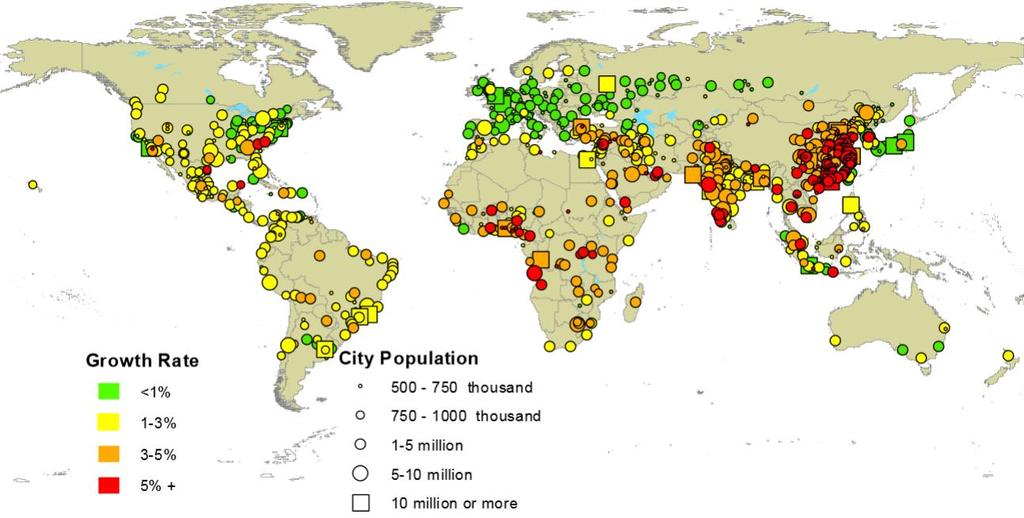 Población urbana Fuente: Naciones Unidas (2014). Derechos de uso solicitado.