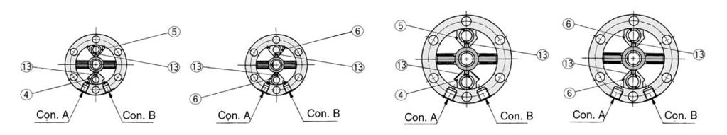Serie CRB2 Construcción:,,,, 4 paleta simple Las figuras indicadas a continuación corresponden a actuadores de tamaño.