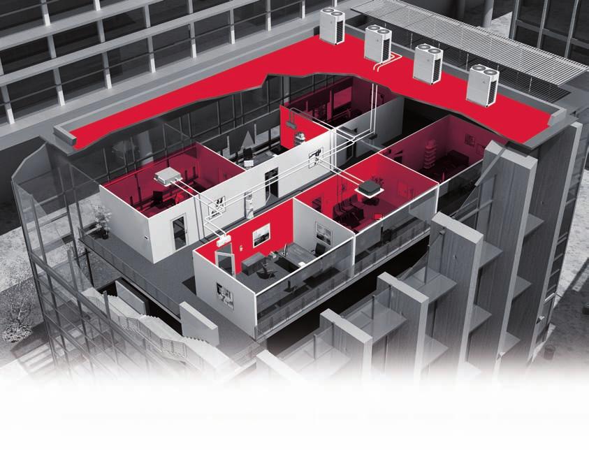 Sistemas VRF MCD Producto dedicado a oficinas, comercios e instalaciones de PYMES Adaptado al segmento de negocios de una, dos y tres plantas.