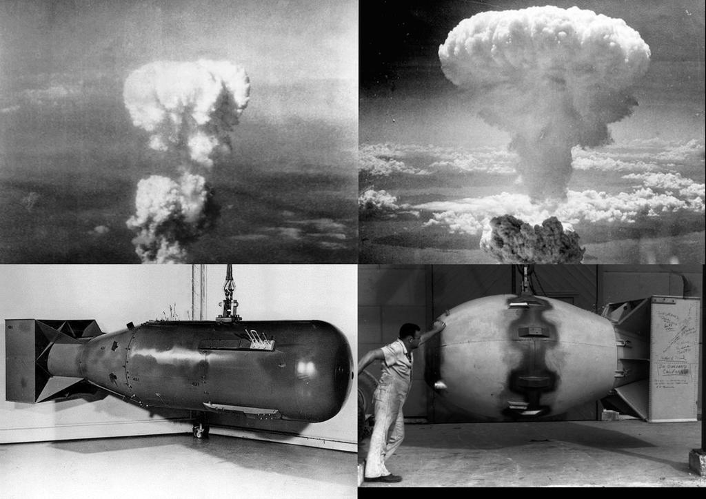 - El 6 de Agosto de 1945 EE. UU. detona una bomba de uranio sobre la ciudad japonesa de Hiroshima y mata a más 140.000 personas en pocos meses. - El 9 de Agosto de 1945 EE. UU. hace explotar una bomba de plutonio sobre Nagasaki.