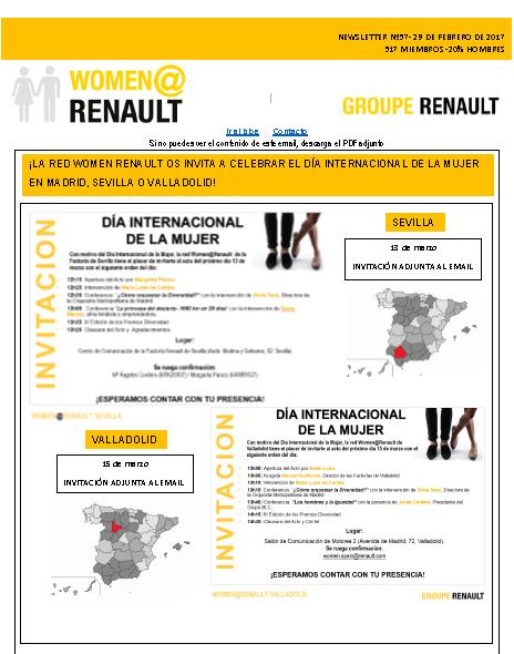Redes de Igualdad en la Empresa Grupo Renault España: Red Women@renault La Red women@renault invita a todas la empresas del