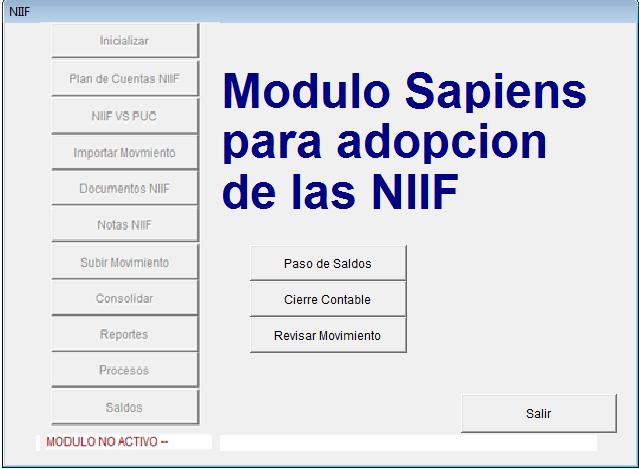 Ingreso al modulo NIIF Para el ingreso al Modulo