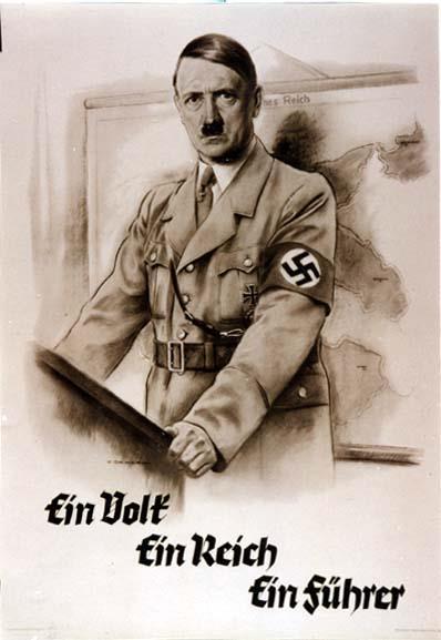 Cartel de Hitler donde pone un pueblo, un imperio, un líder exaltando