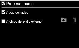 Para añadir audio al video haga clic en Procesar audio y seleccione la opción que desea Para añadir un archivo de audio externo a la presentación haga clic en A continuación haga clic en y seleccione